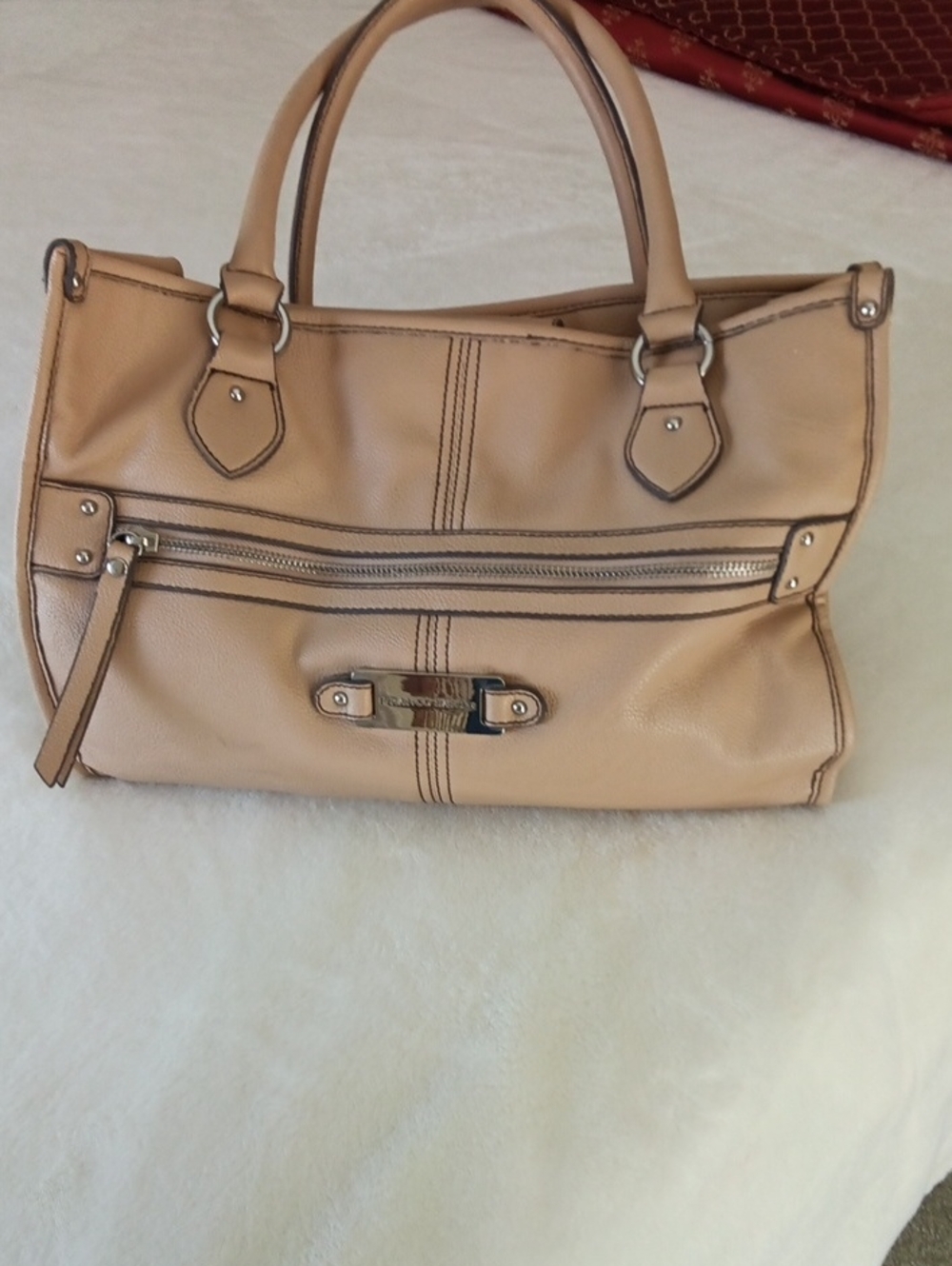 Franco Sarto Tote Handbag Tan Pebble Leather Look